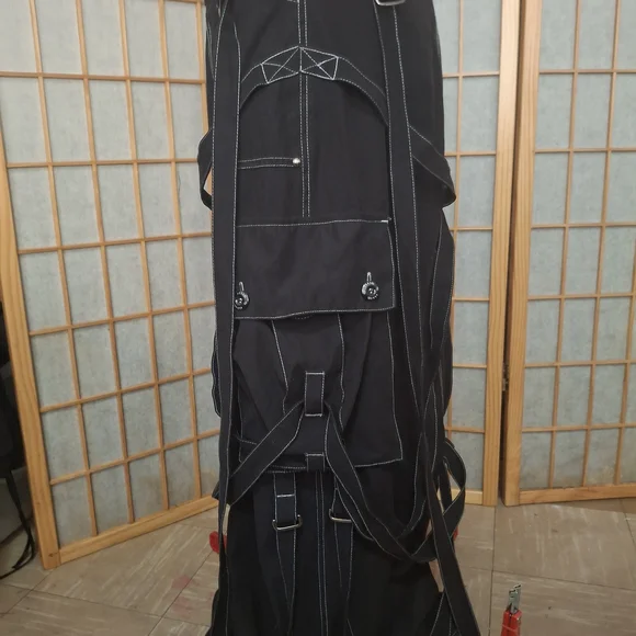 Rare ILLIG Rave Goth Y2K Black Women's Cargo Skirt with Decorative Bands - Picture 6 of 6